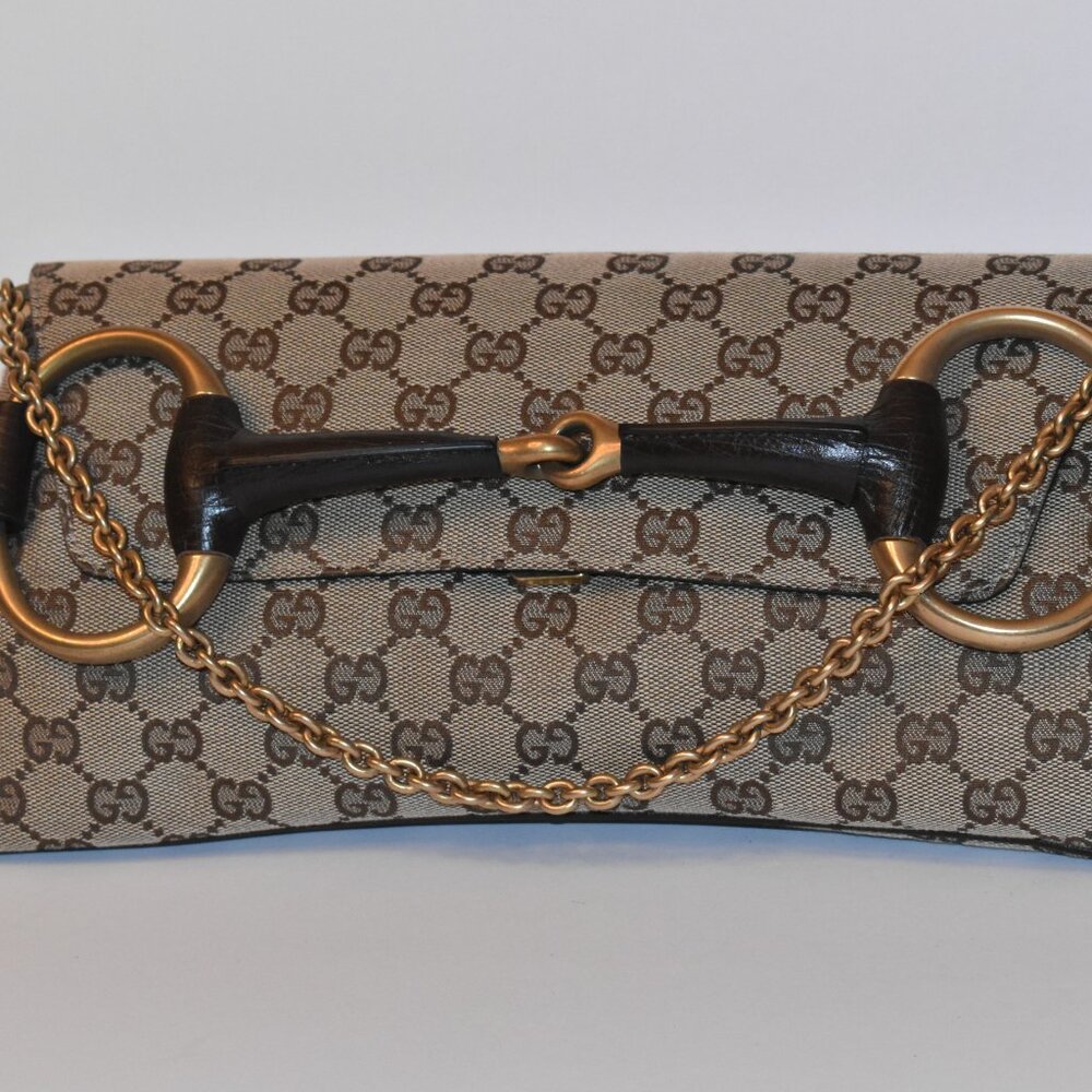 Vintage Gucci Original GG Canvas Horsebit Chain Shoulder bag- New without Tags
